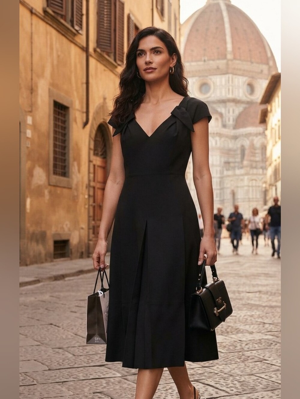 Prada  Midi Dress with Cap Sleeves 40/s